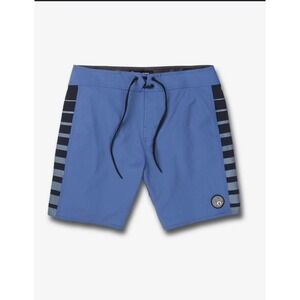Mens Volcom Submerse Liberator 17" long Surf Trunks Striped Board Shorts Size 38